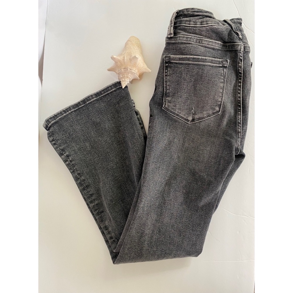 Frame Le One Crop Mini Boot Jeans Semi-Distressed Dark Gray #LOCMB631 Hughes